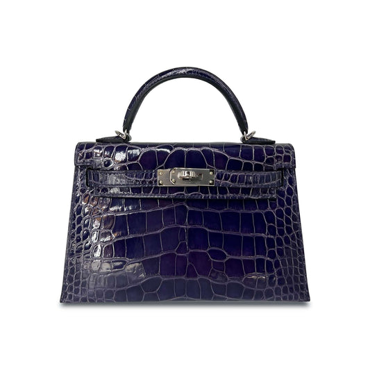  Luxury Hermes Kelly Designer Bag in Bleu Encre Lisse K20 PHW