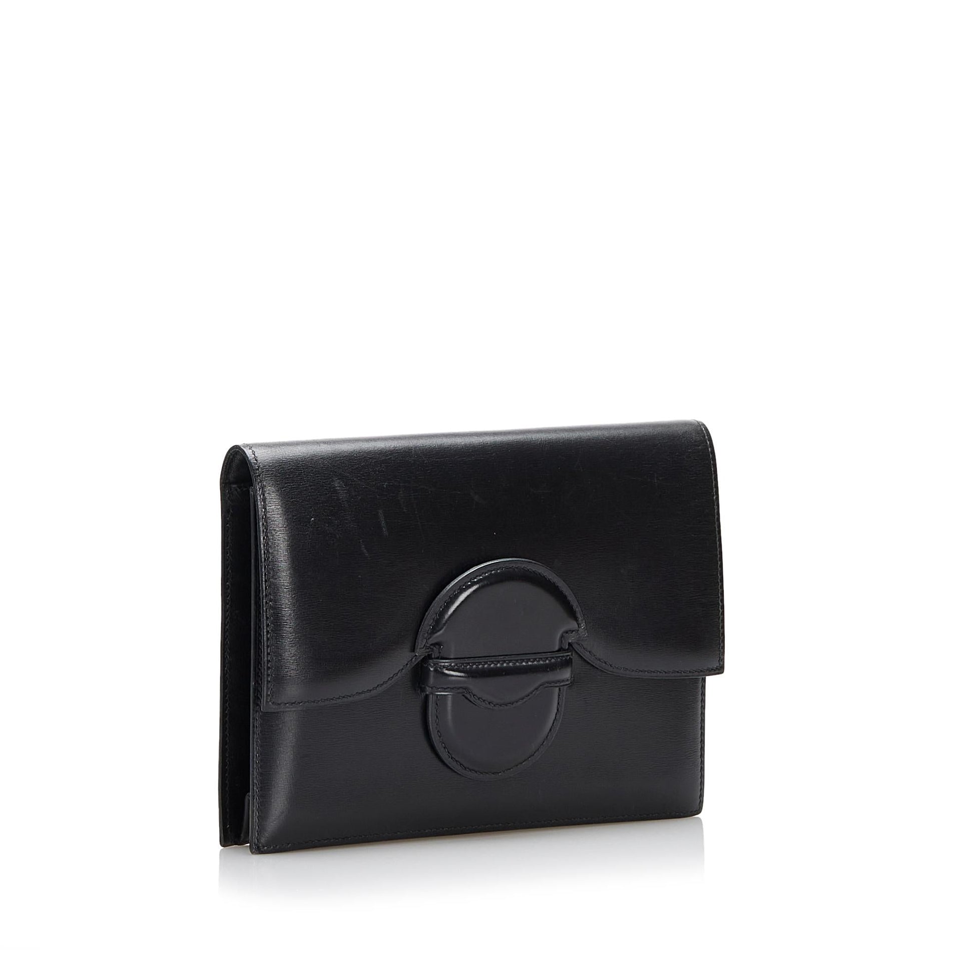Luxury Hermes Box Calf Leather Clutch Bag (SHG-tVRJO2)