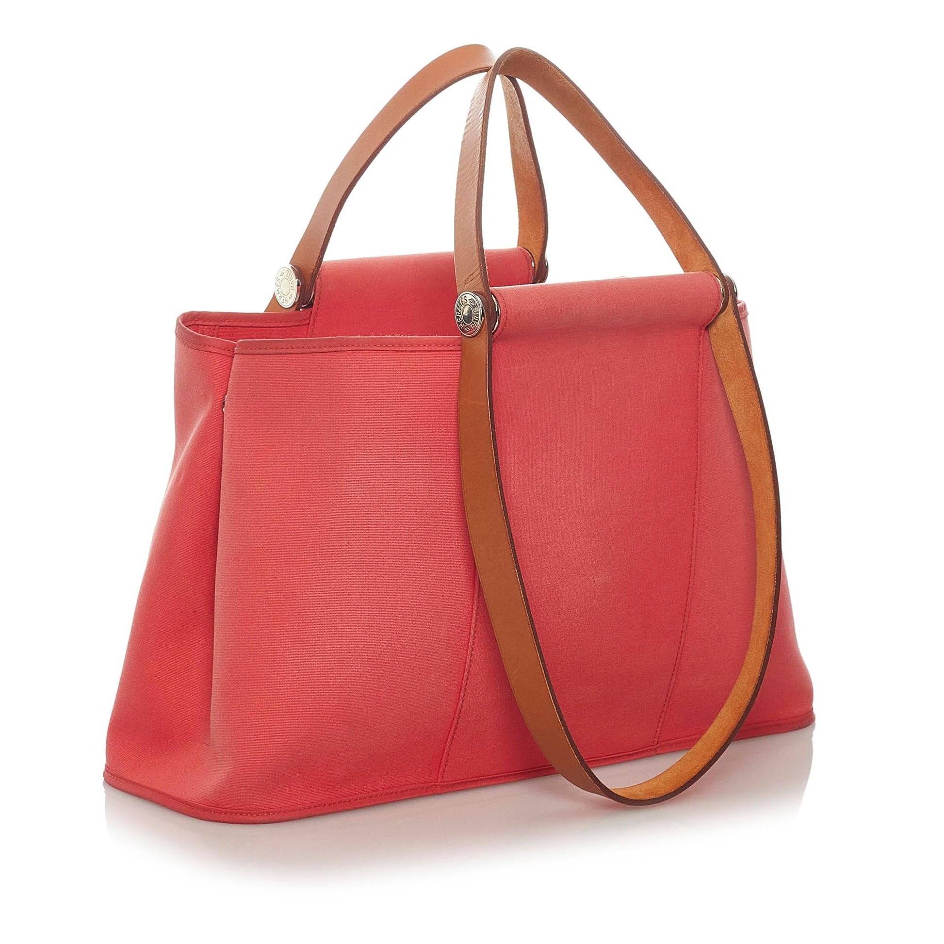 Luxury Hermes Cabag Elan Canvas Satchel (SHG-qDWe1U)