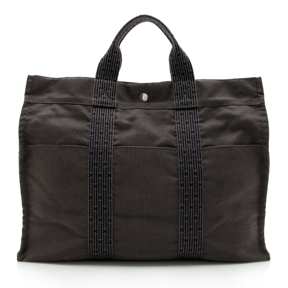 Luxury Hermes Canvas Herline MM Tote (SHF-15379)