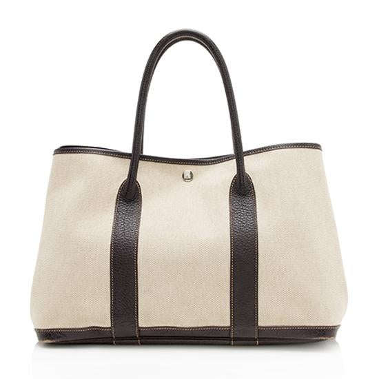 Luxury Hermes Canvas Leather Garden Party 36 Tote
