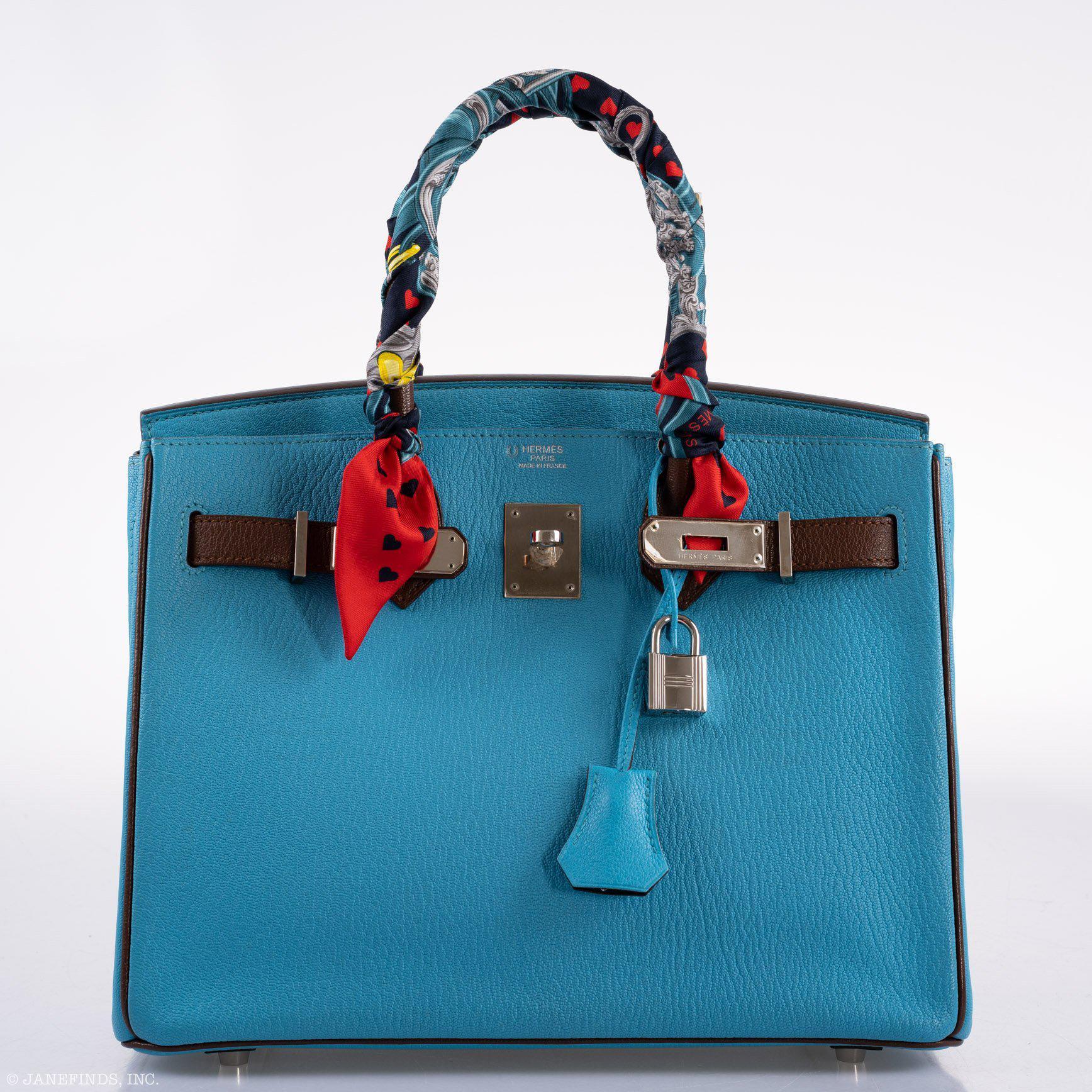 HermesHSS Birkin 30 Bleu Aztec and Havane Chevre Palladium Hardware