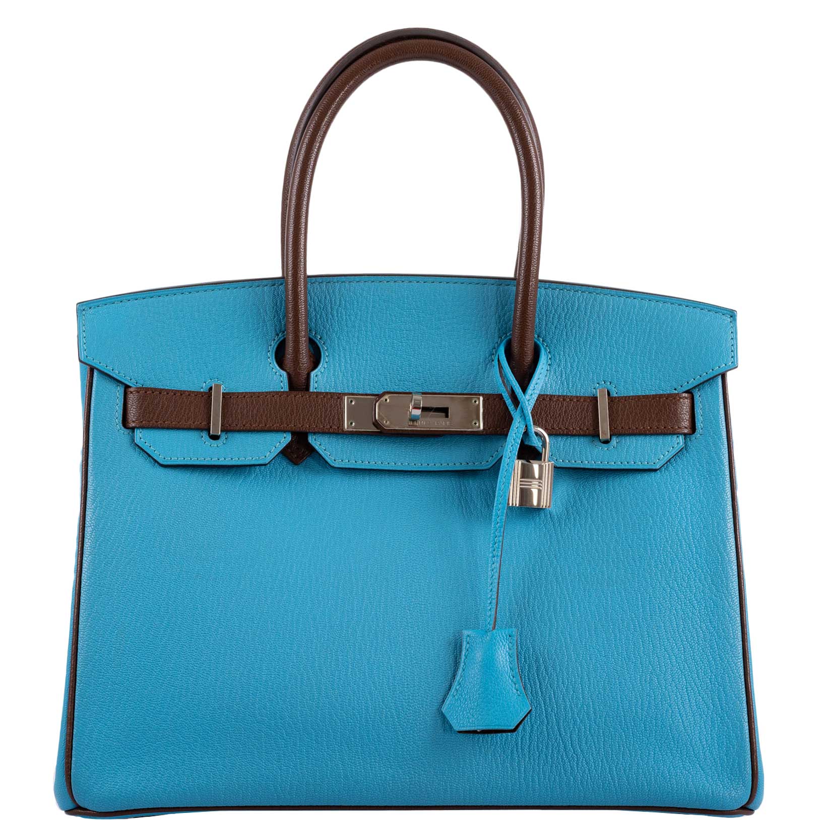 HermesHSS Birkin 30 Bleu Aztec and Havane Chevre Palladium Hardware