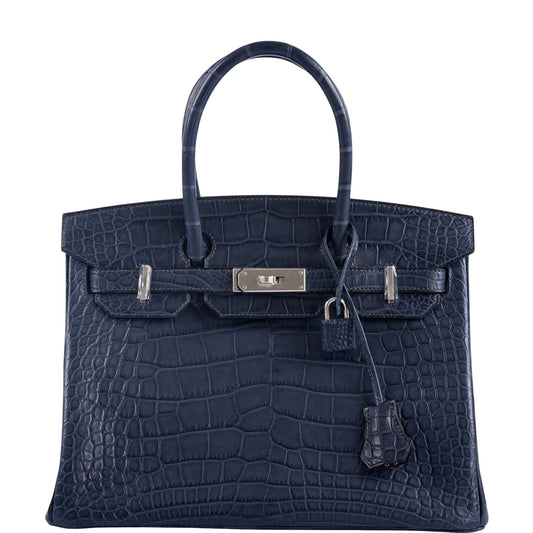 HermesHSS Birkin 30 Blue Marine Matte Alligator & Cassis Interior with Palladium Hardware