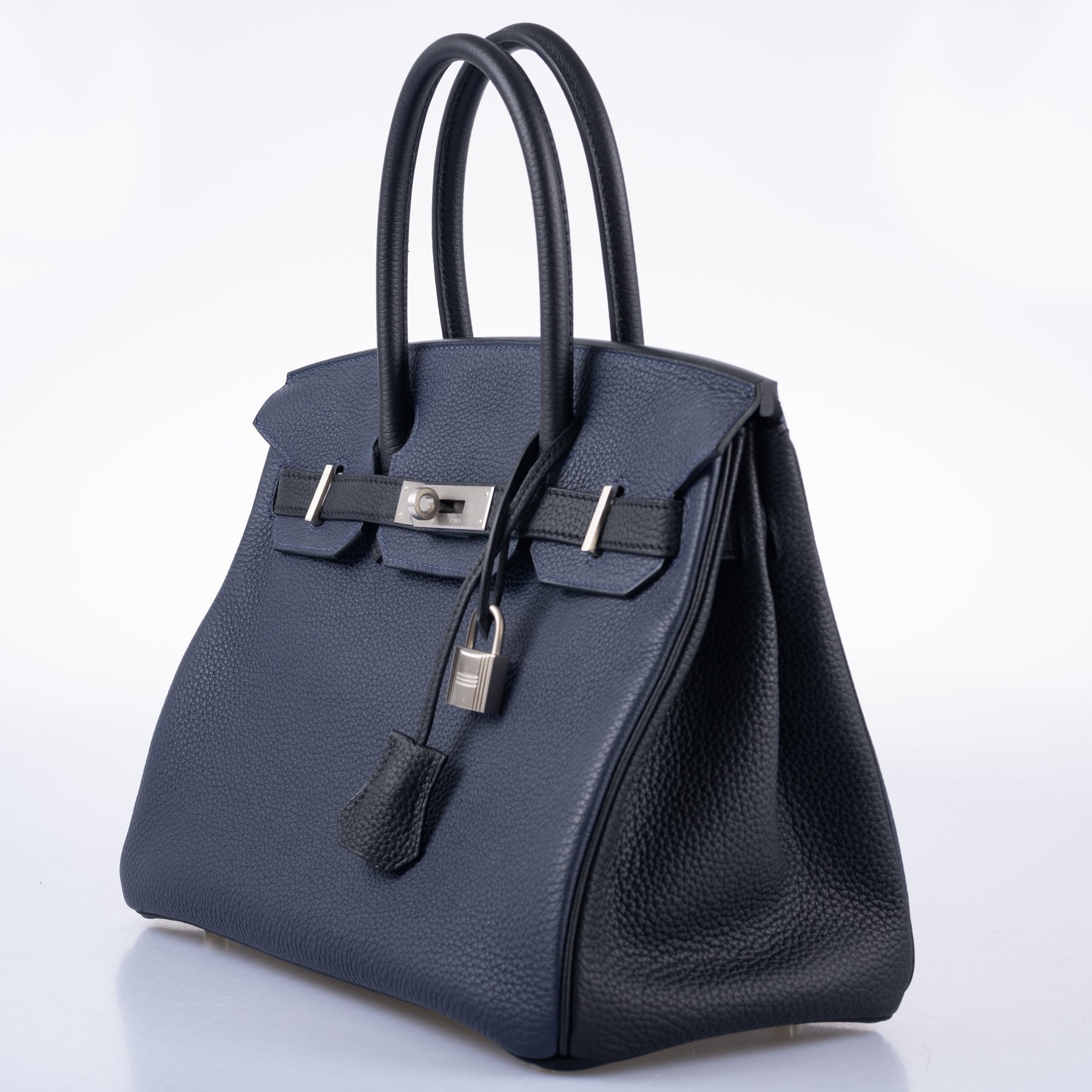 HermesHSS Birkin 30 Blue Nuit & Black Togo Brushed Palladium Hardware