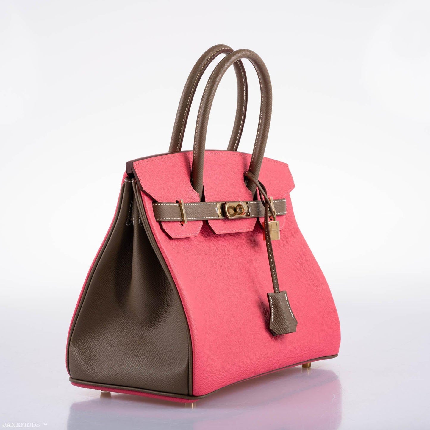 HermesHSS Birkin 30 Rose Azalee & Etoupe Epsom with Permabrass Hardware - 2017, A
