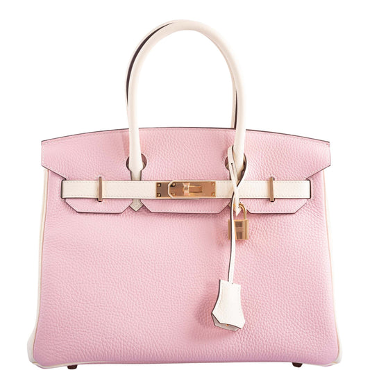HermesHSS Birkin 30 Rose Sakura and Craie Clemence with Rose Gold Hardware
