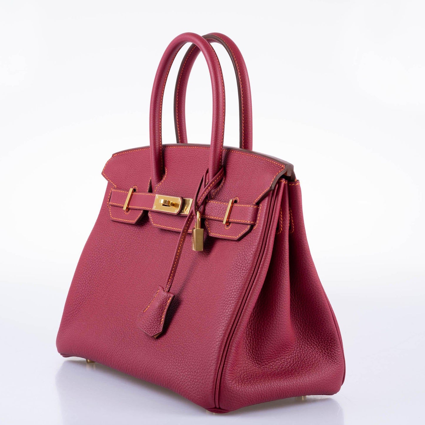 HermesHSS Birkin 30 Rubis Togo & Orange H with Gold Hardware - 2015, T