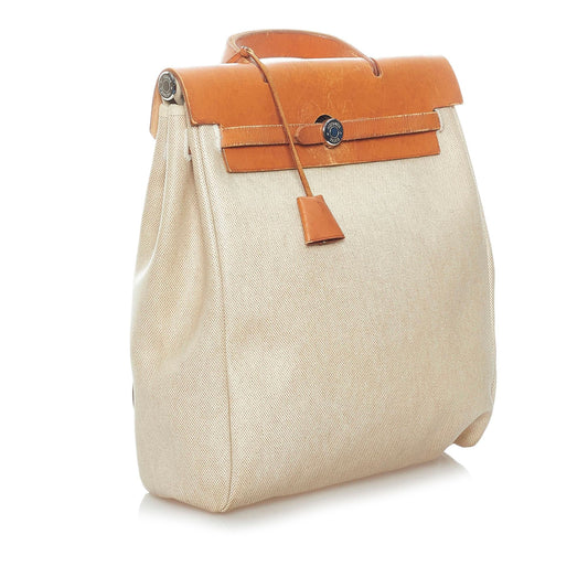 Luxury Hermes Herbag Canvas Backpack (SHG-32314)