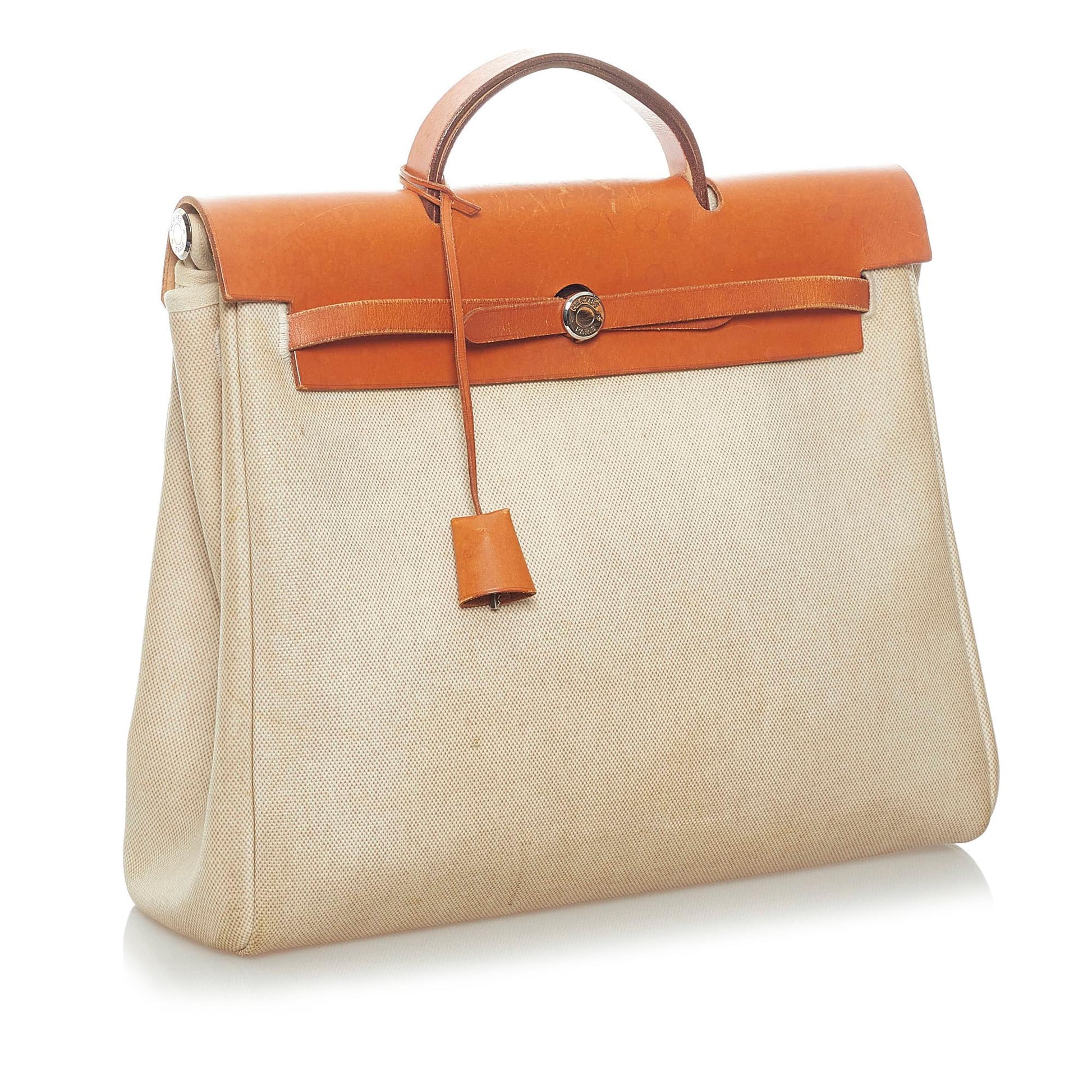 Luxury Hermes Herbag Canvas Satchel (SHG-33496)