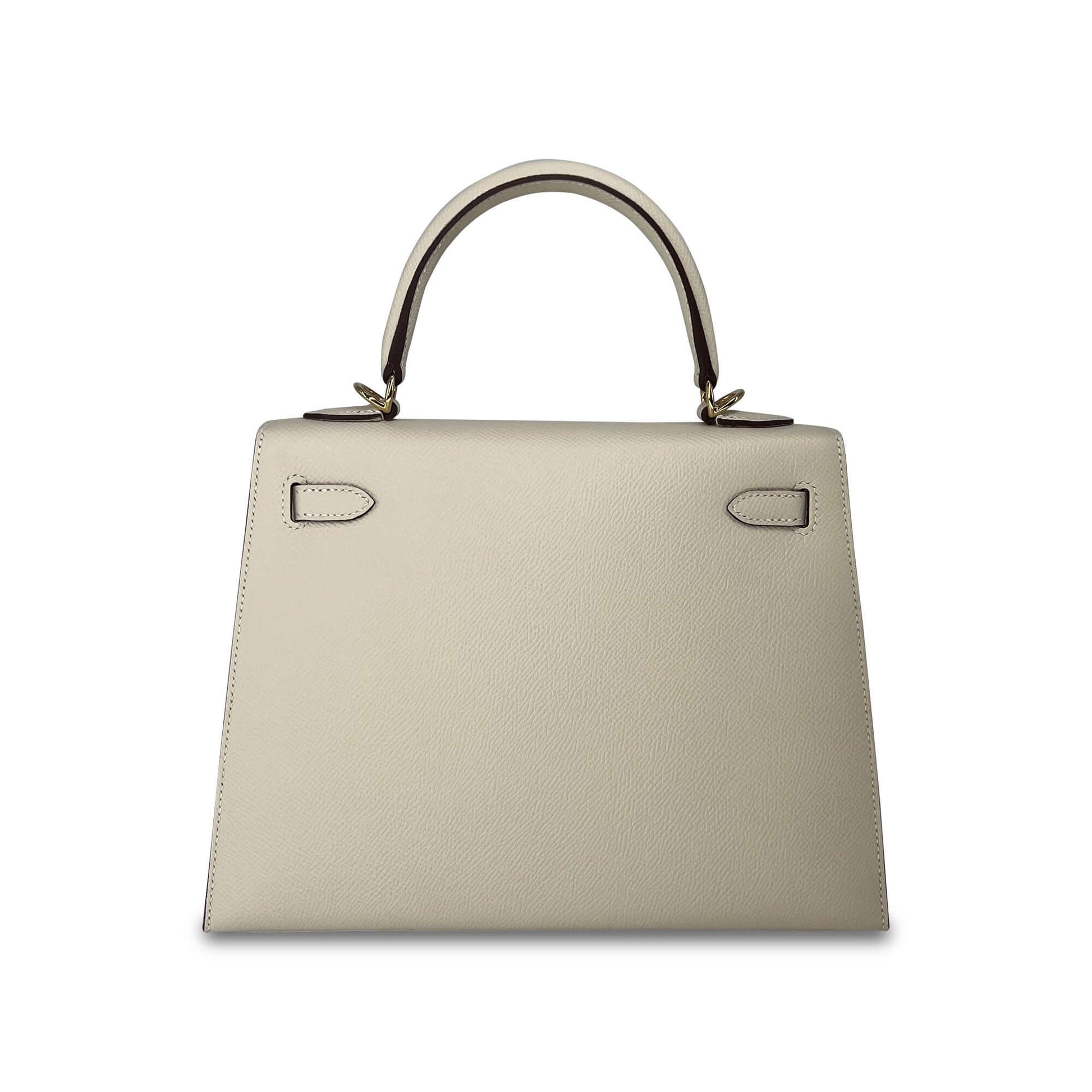   Luxury Hermes Kelly Craie Epsom leather designer bag K25 GHW