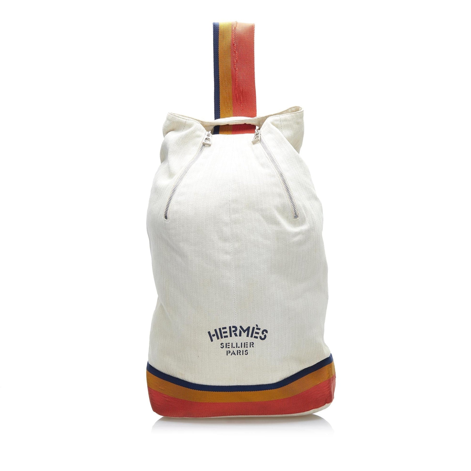 Luxury Hermes Toile Chevron Cavalier Sling Bag (SHG-Qhlu50)