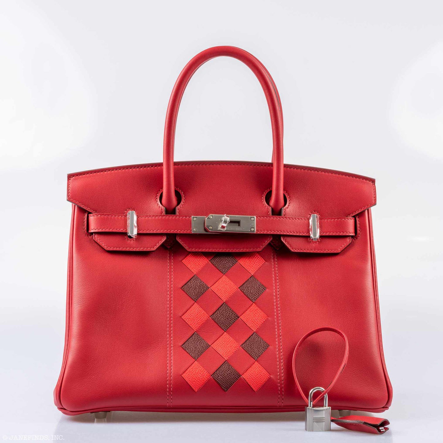 HermesTressage Birkin 30 Rouge de Coeur Swift, Rouge H & Piment Epsom Palladium Hardware - 2019, D