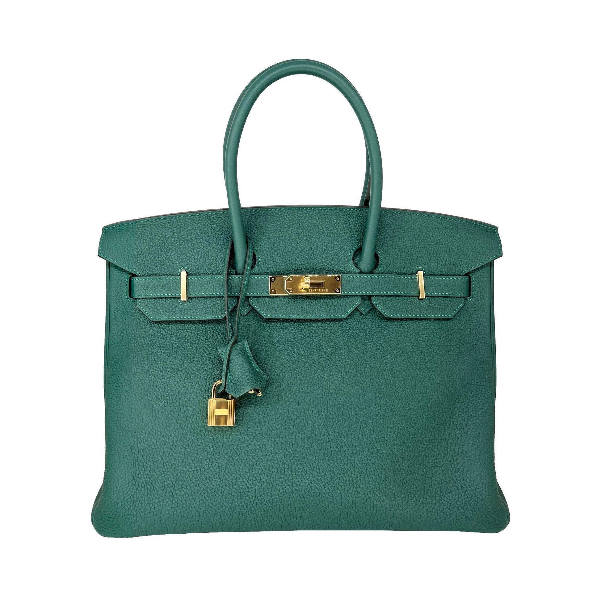   Luxury Hermes Birkin Malachite Togo Designer Bag B35 GHW