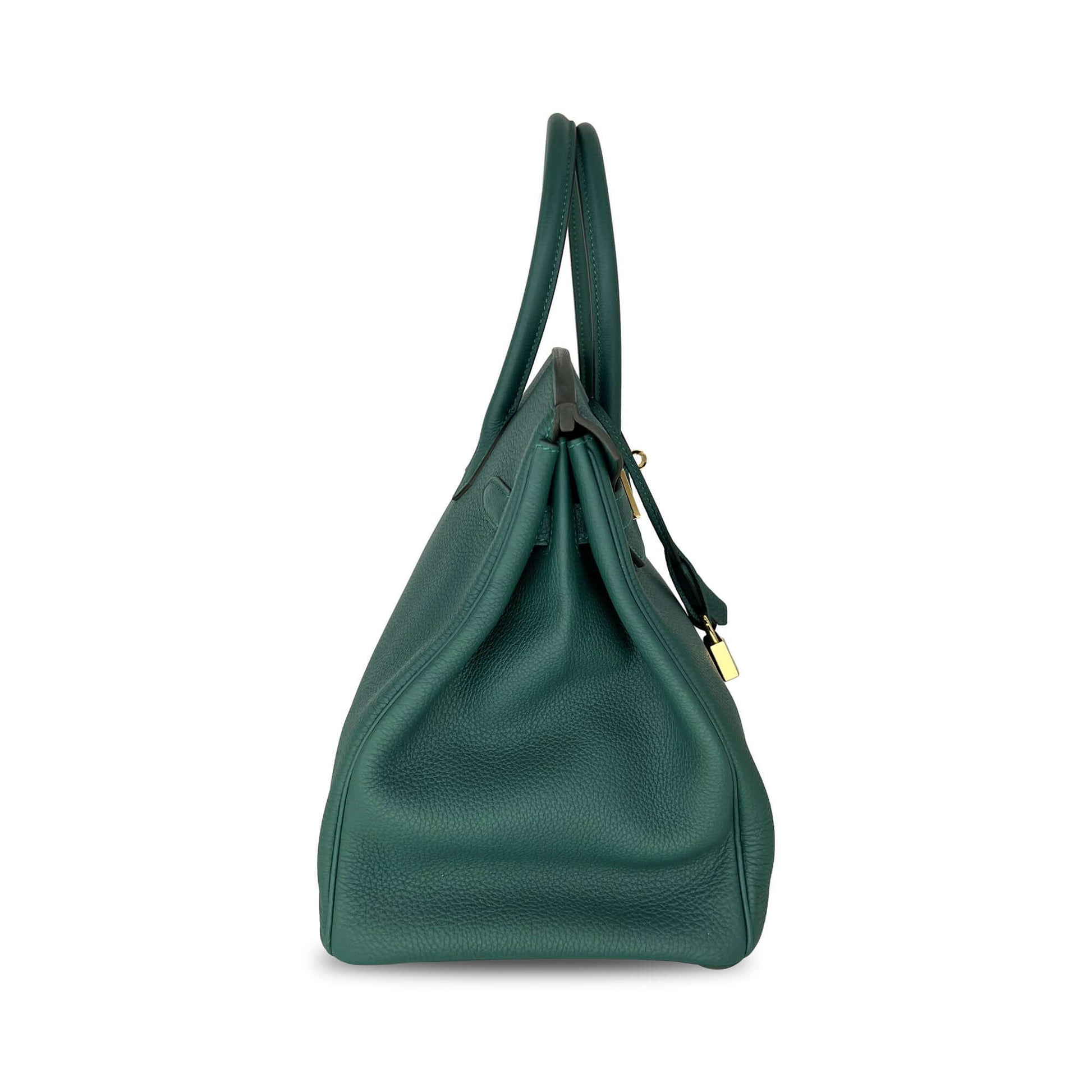  Luxury Hermes Birkin Malachite Togo Designer Bag B35 GHW