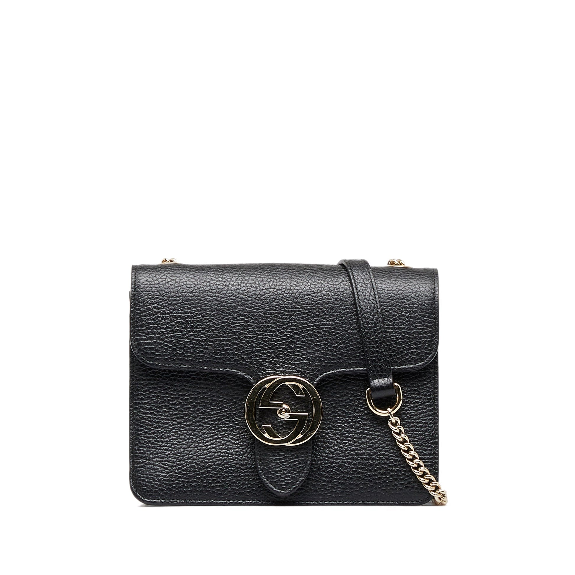 Gucci Interlocking G Black Leather Crossbody