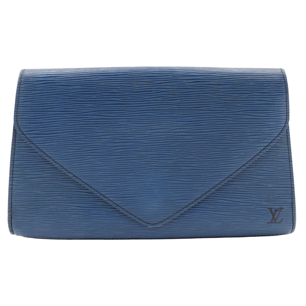 LOUIS VUITTON Clutch bag Epi Leather Blue business bag Art deco