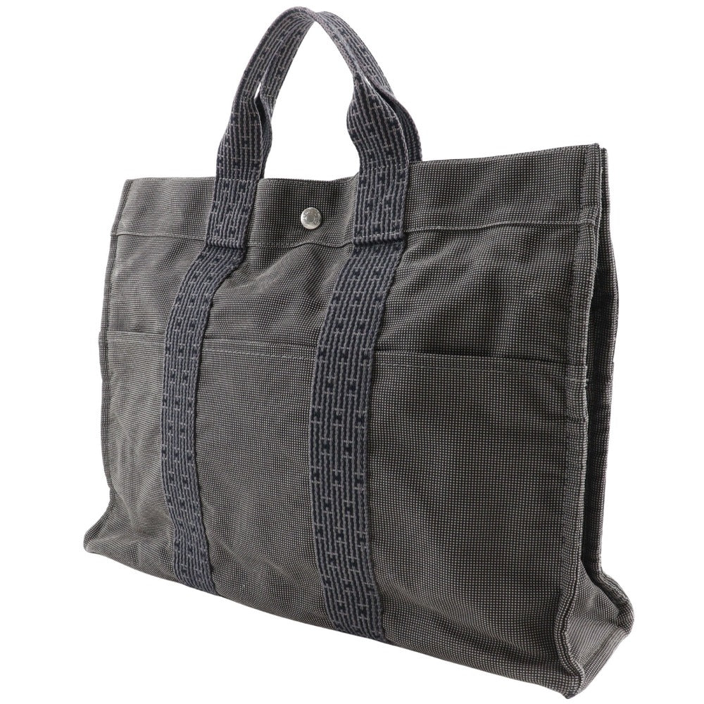 HERMES Handbag Nylon canvas gray Her LineTote MM unisex(Unisex)