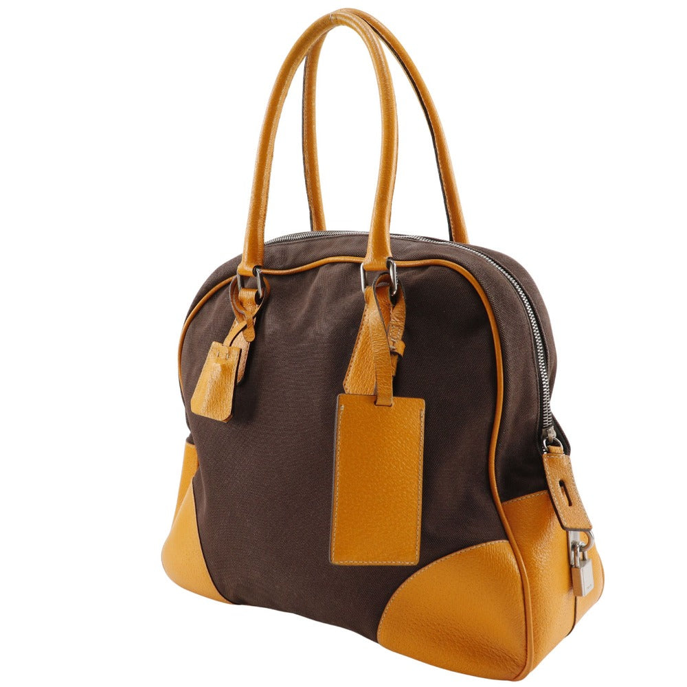 PRADA Tote Bag canvas Brown Mini Boston