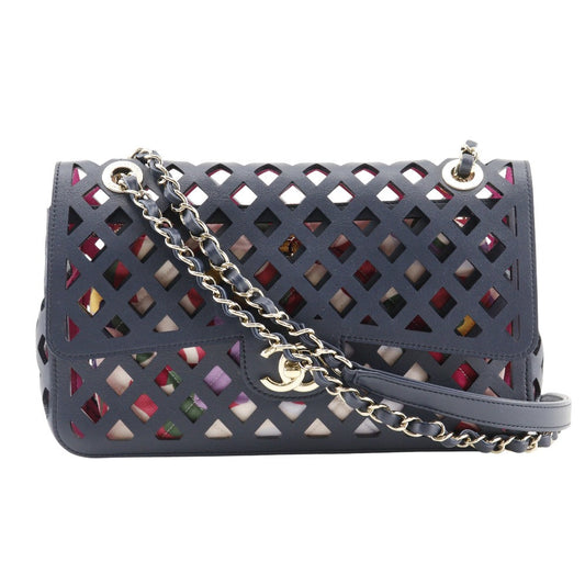 CHANEL Shoulder Bag AS2376 Calfskin Navy blue punching ChainShoulder Women