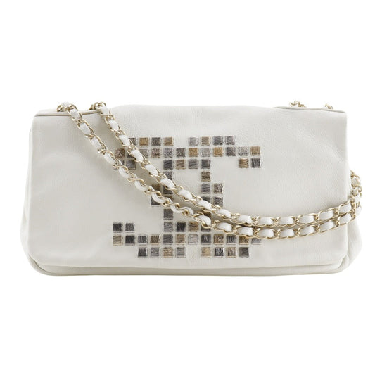 CHANEL Shoulder Bag A46041 lambskin white COCO Mark ChainShoulder
