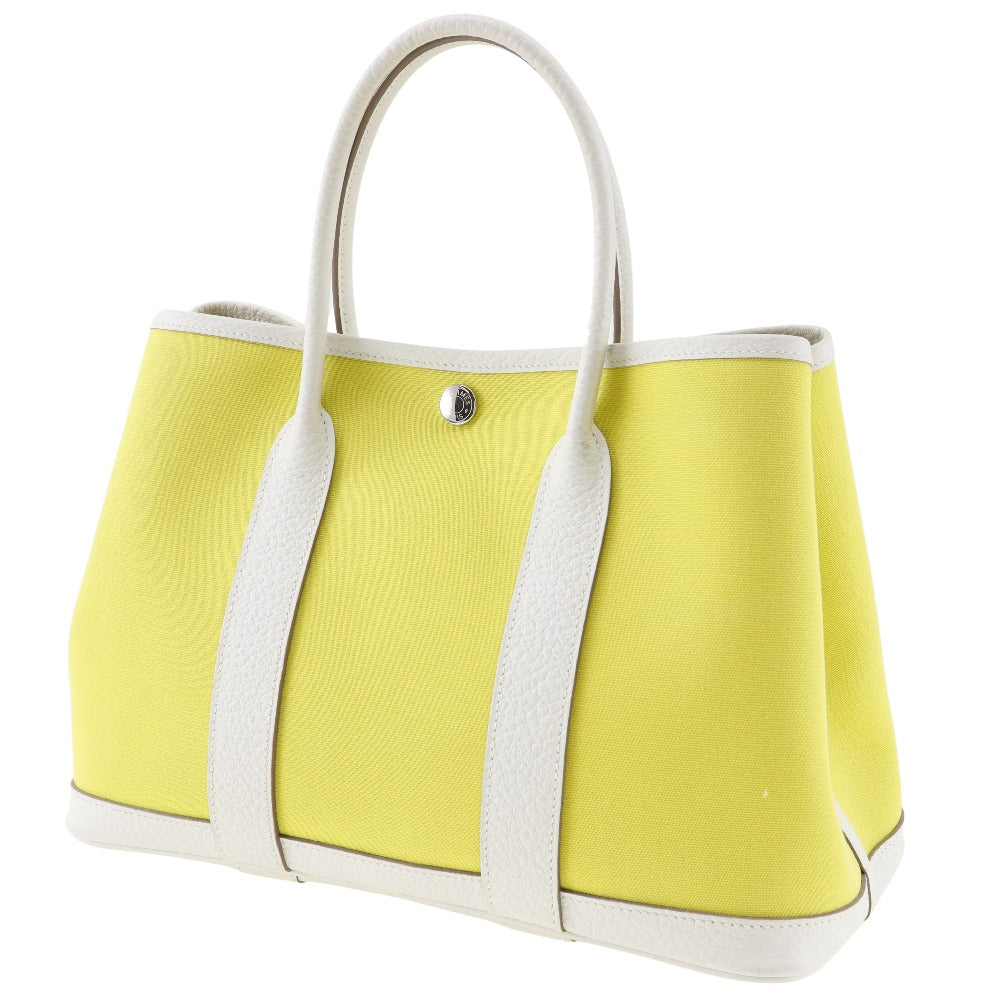 HERMES Handbag Toile Officier, Country yellow Garden party TPM