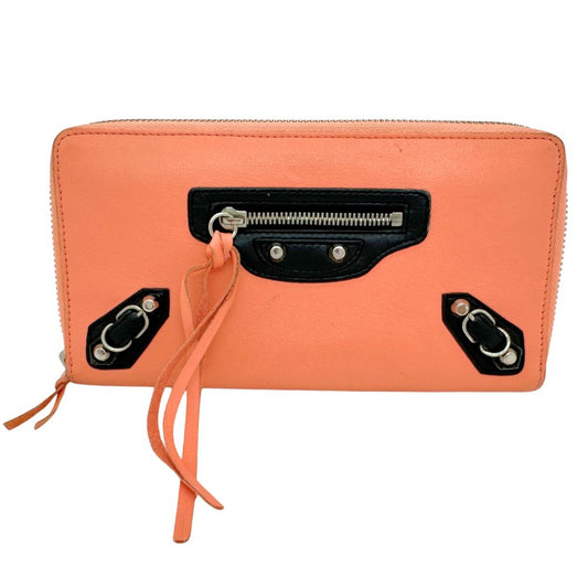 BALENCIAGA Long Wallet Purse Calfskin pink Zip Around Women