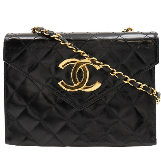CHANEL Shoulder Bag enamel black Decacoco Matelasse ChainShoulder