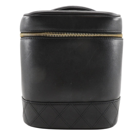 CHANEL Pouch lambskin black Handbag Vanity