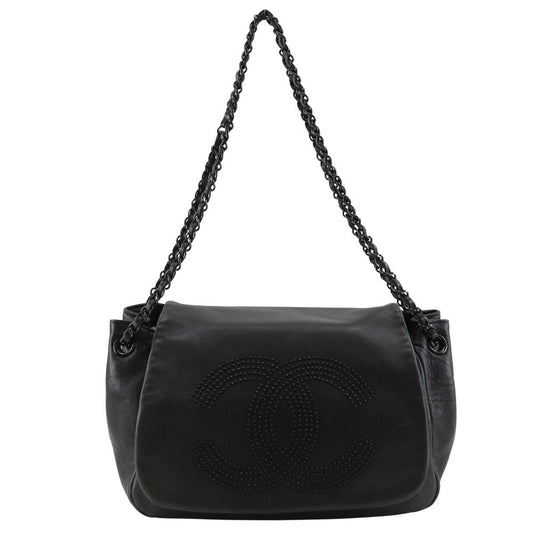 CHANEL Shoulder Bag lambskin black Studs COCO Mark WChainShoulder