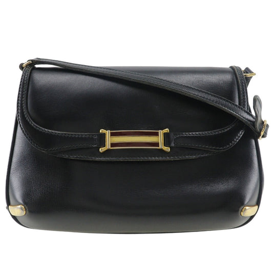 GUCCI Shoulder Bag Calfskin black Sherry line Old Gucci
