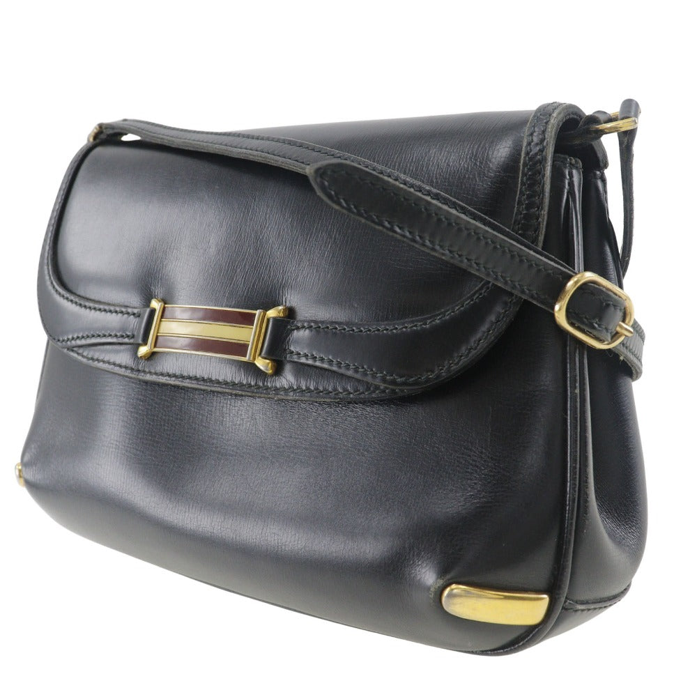 GUCCI Shoulder Bag Calfskin black Sherry line Old Gucci