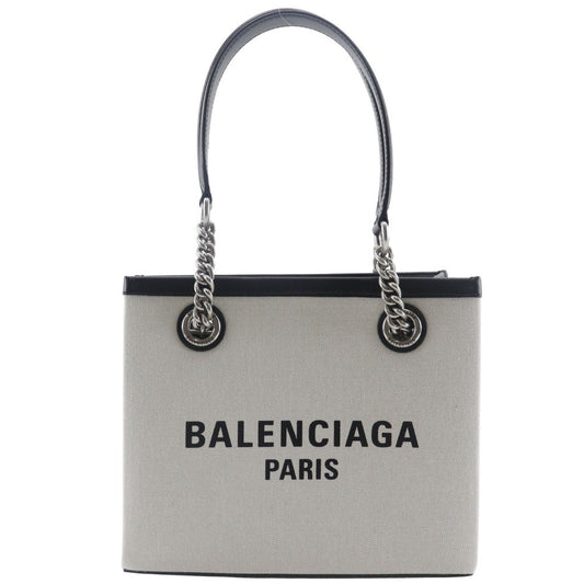 BALENCIAGA Tote Bag 7599412AAOK9260 Cotton, Calfskin Light gray logo Small tote Women