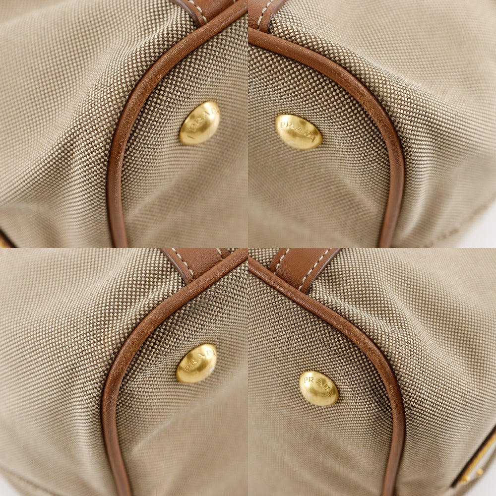 Prada Logo Canvas Leather Handbag BN1841