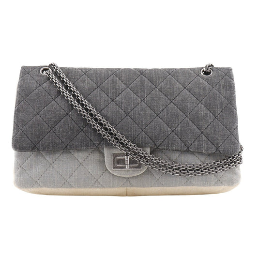CHANEL Shoulder Bag denim Black / beige Tricolor Mattasse double flap 2.55 ChainShoulder Women