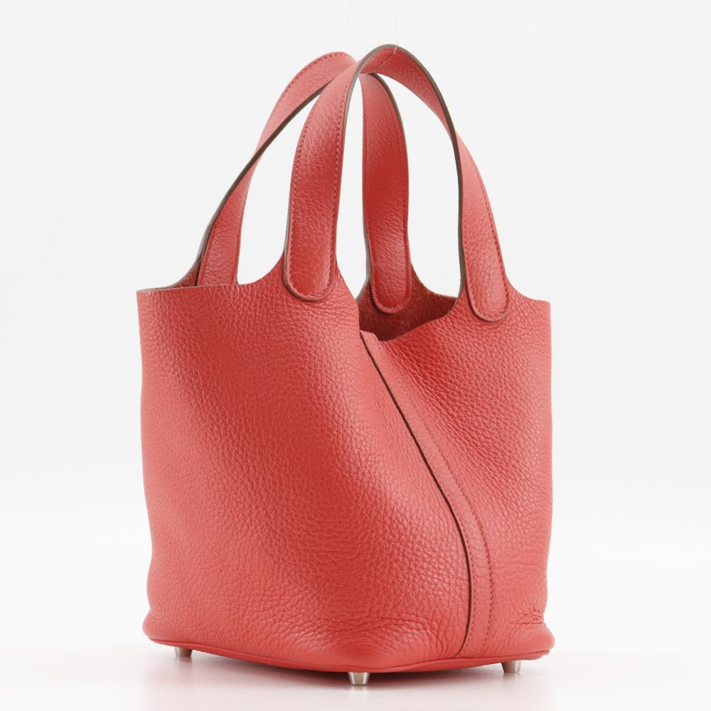 HERMES Handbag Taurillon Clemence Pink/Silver Metal Picotan Rock 18 PM Women