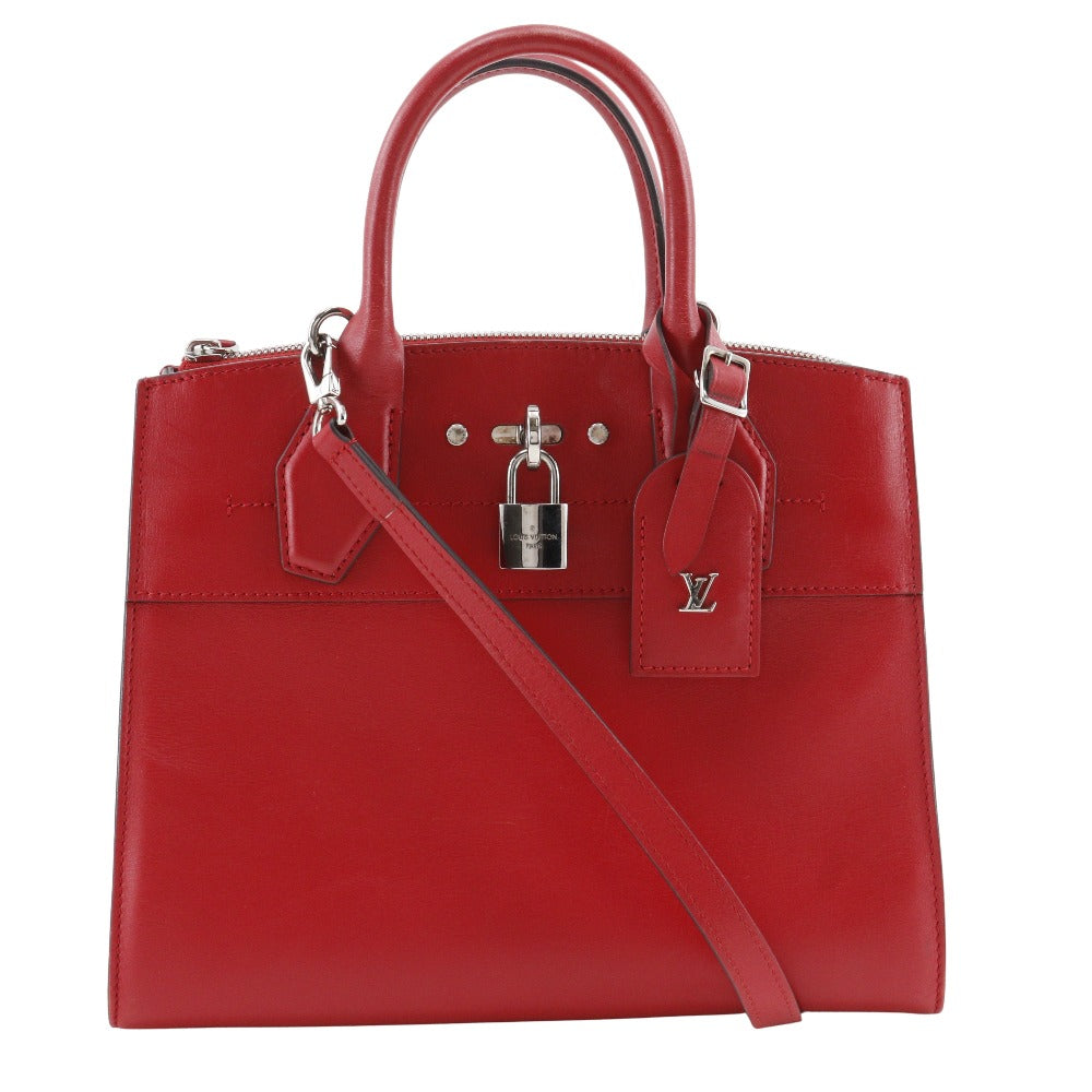 LOUIS VUITTON Handbag Calfskin Red 2WAYShoulder City Steamer PM Women