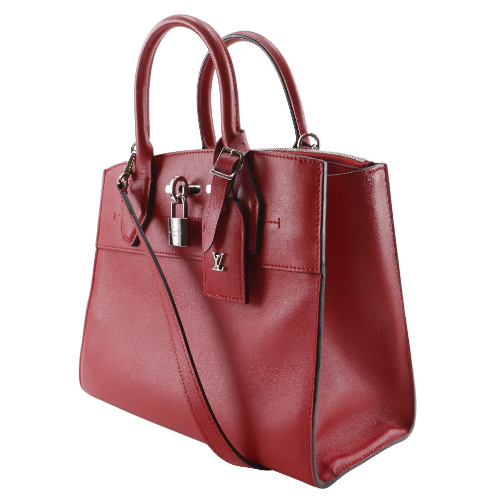 LOUIS VUITTON Handbag Calfskin Red 2WAYShoulder City Steamer PM Women