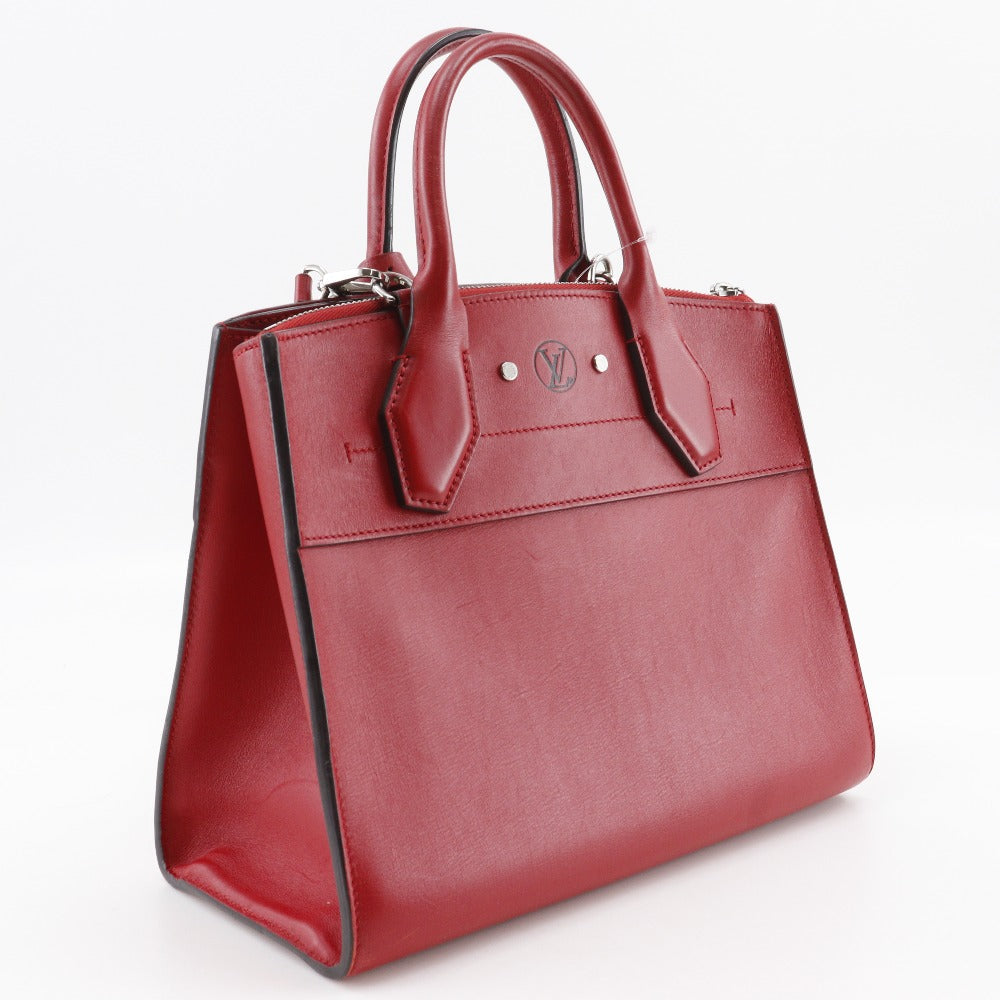 LOUIS VUITTON Handbag Calfskin Red 2WAYShoulder City Steamer PM Women