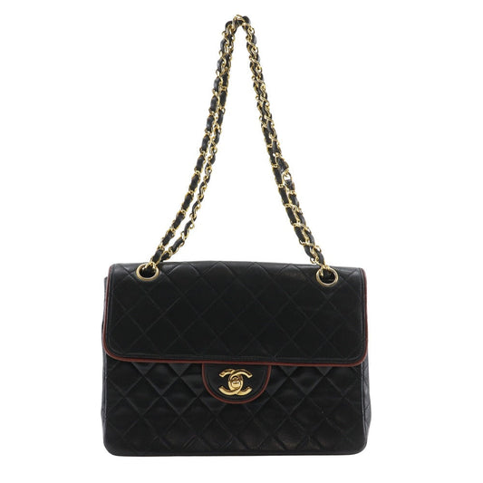 CHANEL Shoulder Bag lambskin black Double chain Matrasse ChainShoulder Women