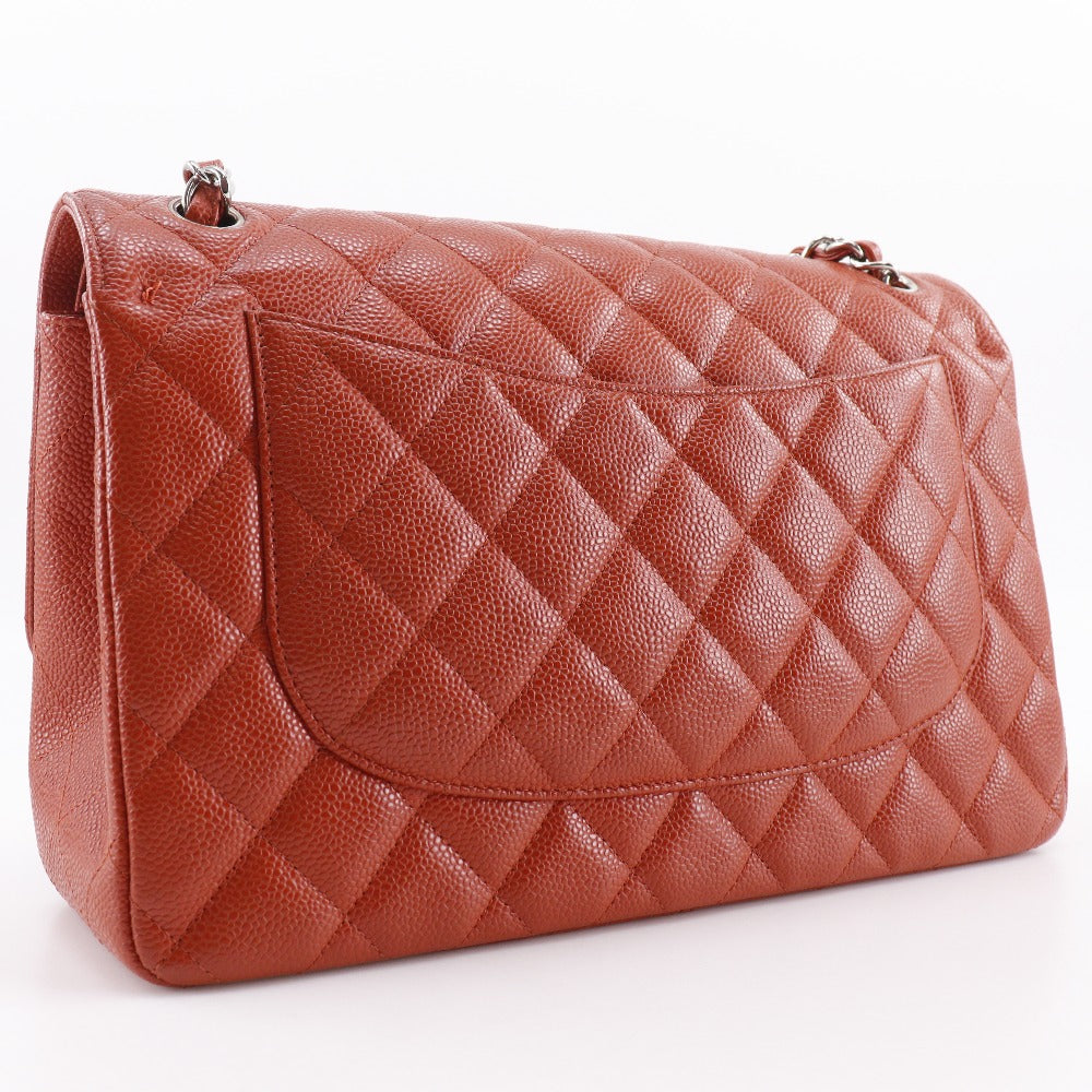 CHANEL Shoulder Bag A58600 Caviar skin Orange Double flap Double Chain Shoulder Deca Trasse 30 Women