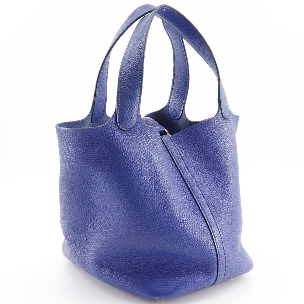 HERMES Handbag Taurillon Clemence Blue/Gold Metal Picotan Lock 22 MM Women