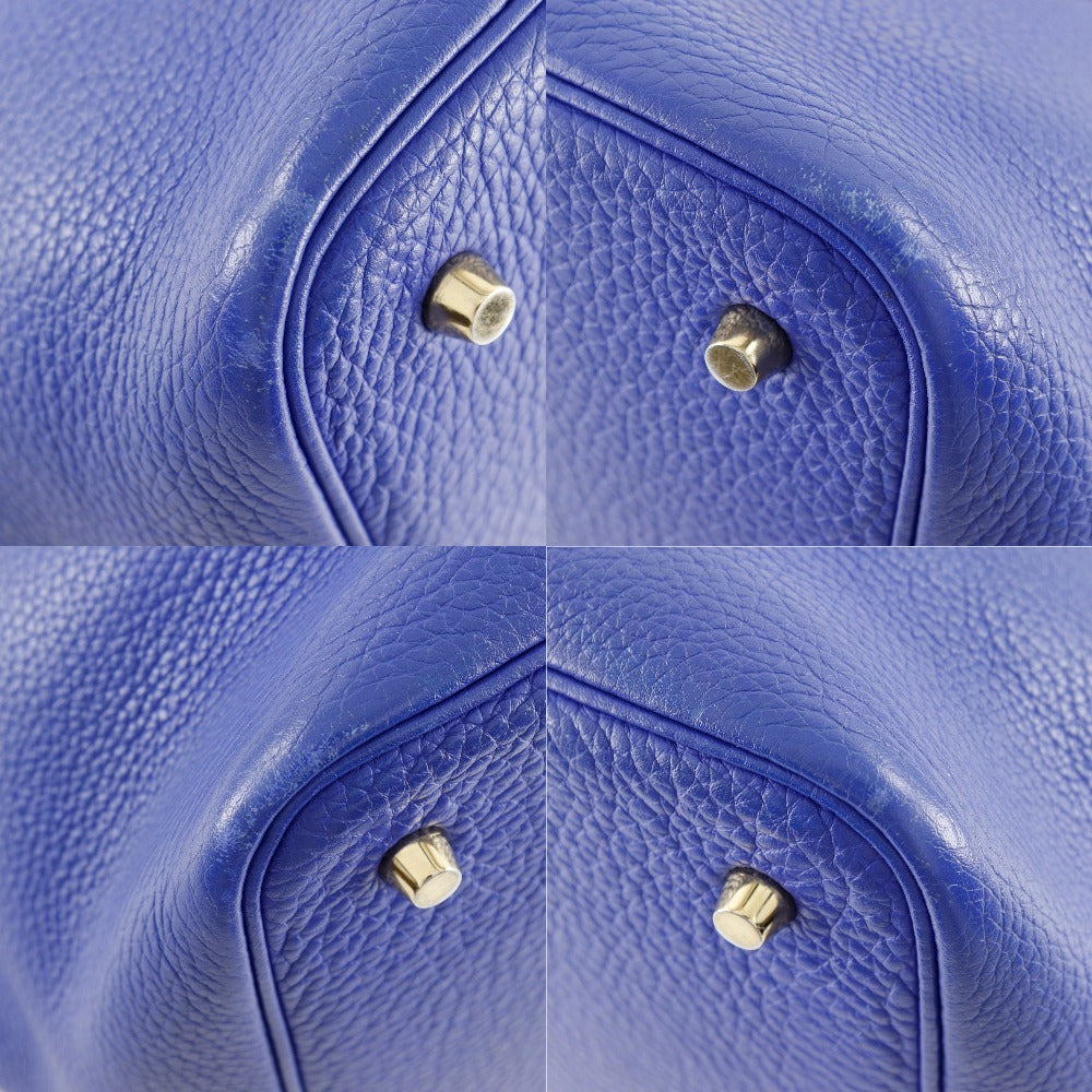 HERMES Handbag Taurillon Clemence Blue/Gold Metal Picotan Lock 22 MM Women