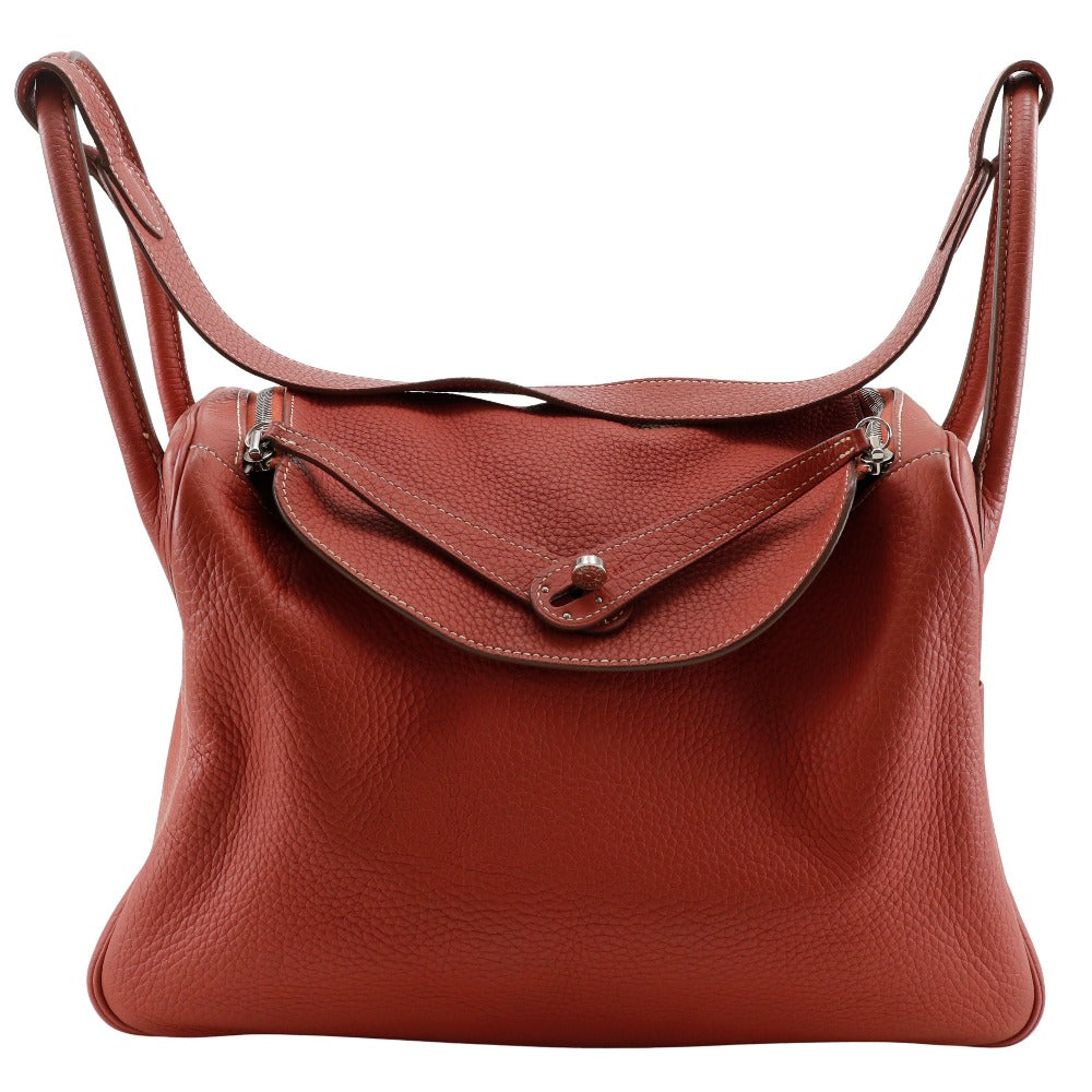HERMES Handbag Togo Orange / Silver Metal 2WAYShoulder Lindy 34 Women