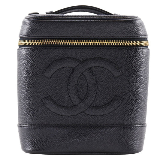 CHANEL Pouch A01998 Caviar skin black Handbag COCO Mark Vanity Women