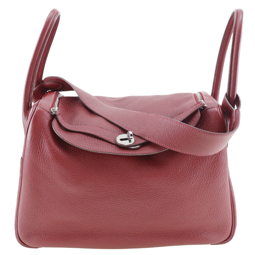 HERMES Handbag Taurillon Clemence Red Lindy 34 Women
