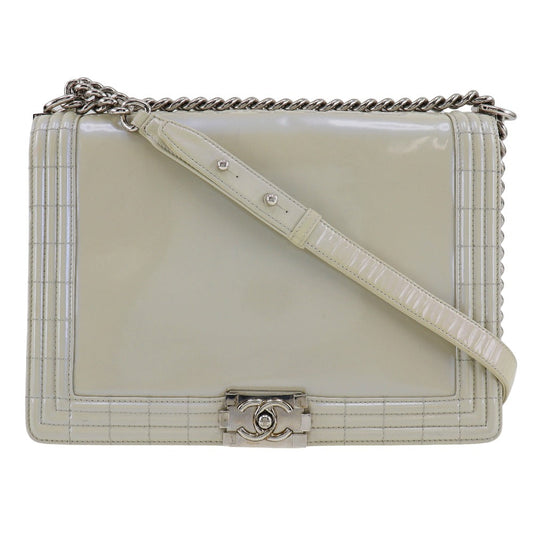 CHANEL Shoulder Bag enamel white Boy chanel ChainShoulder Women