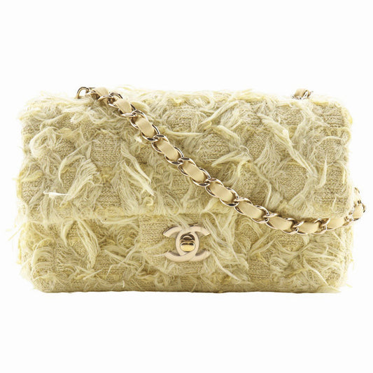 CHANEL Shoulder Bag A69900 tweed yellow ChainShoulder Mini matrasse Women