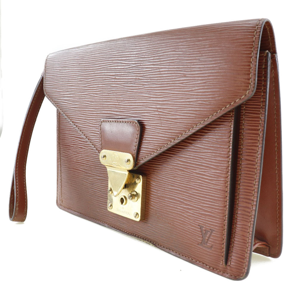 LOUIS VUITTON business bag Epi Leather Brown Serie Dragonne