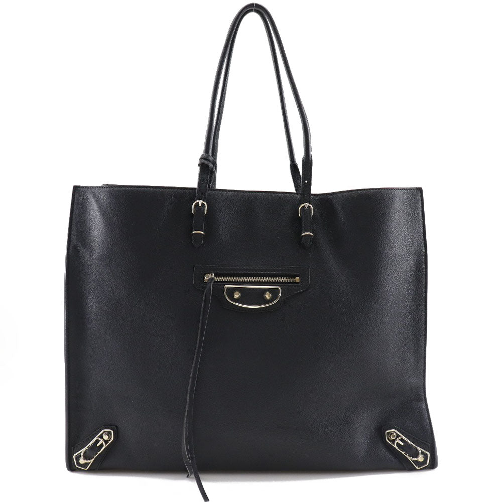 BALENCIAGA Tote Bag 387480 leather black Paper tote unisex(Unisex)